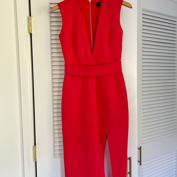 Nicholas for Intermix Deep V Red Fitted Dress w Slit Size 4 (EXCLUSIVE) - Picture 2 of 5